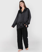 Sainted Sisters Silk Pajama Set Black / M